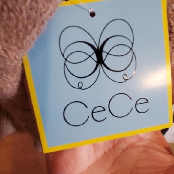 CECE NWT BURNT CARAMEL CARDIGAN SWEATER. PUFFED SLEEVES. JEWELED . Large - Picture 4 of 8